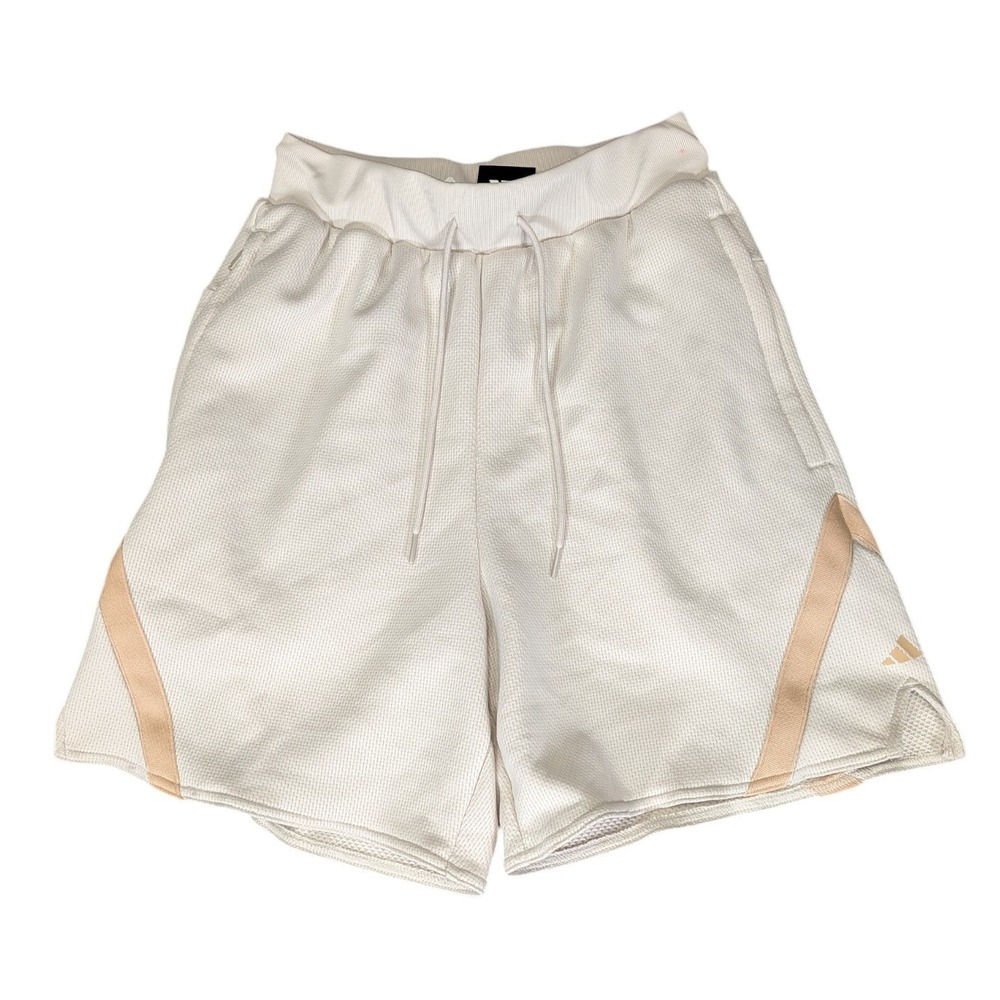 Adidas Basketball Select Shorts Mens XS 7 Inch Off White Tan IC2409 NWT - Picture 1 of 8